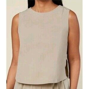 Wayre Travel Collection Beige Taup Boxy Shift & Snap Mid-Crop Tank Recycled Sz M